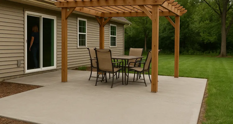 a concrete patio with a pergola from Concrete Contractor Kyle in Kyle, TX - concrete patios