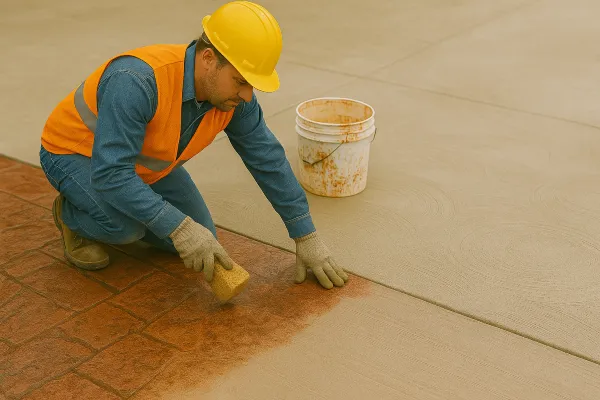 a male worker working on a concrete stamped project from Concrete Contractor Kyle in Kyle, TX - concrete patios a male worker working on a concrete stamped project from Concrete Contractor Kyle in Kyle, TX - concrete patios