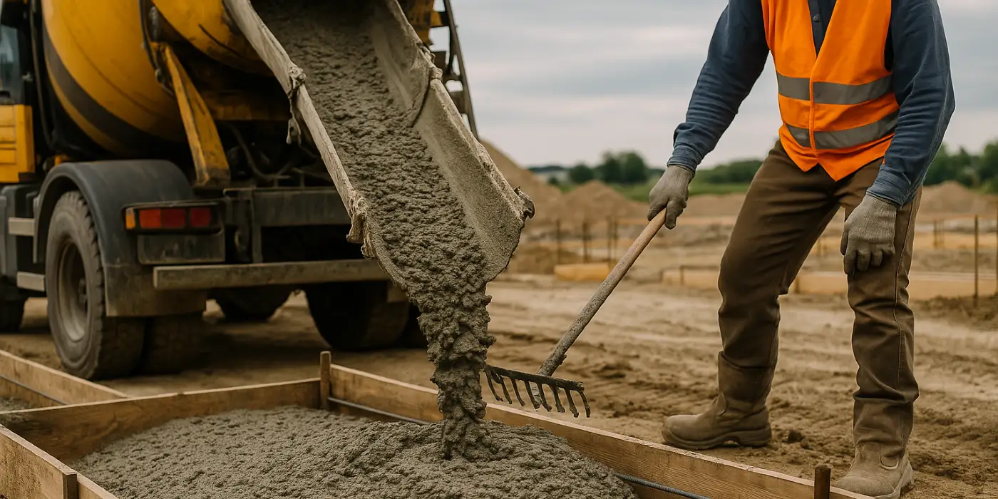 a concrete truck pouring cement on a concrete form from Concrete Contractor Kyle in Kyle, TX - Concrete Walkways a concrete truck pouring cement on a concrete form from Concrete Contractor Kyle in Kyle, TX - Concrete Walkways