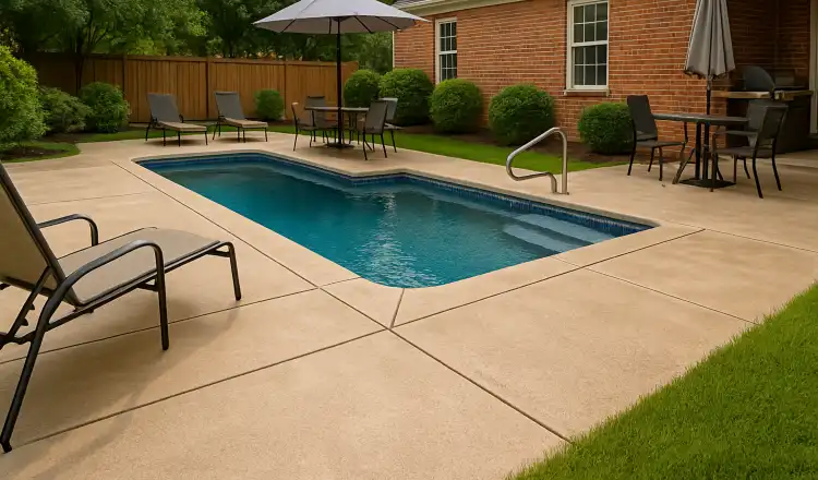 a swimming pool concrete deck from Concrete Contractor Kyle in Driftwood, TX - Driftwood TX