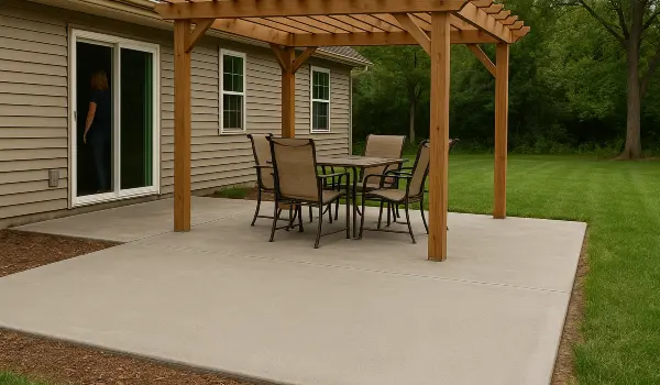 a concrete patio with a pergola from Concrete Contractor Kyle in Lockhart, TX - Lockhart TX