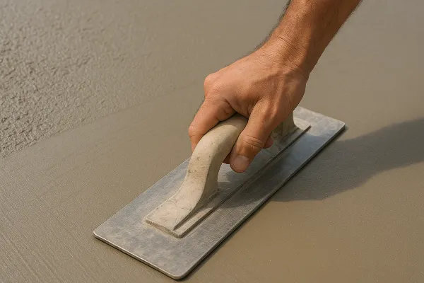 a hand trowel being used on a fresh cement slab from Concrete Contractor Kyle in New Braunfels, TX - New Braunfels TX a hand trowel being used on a fresh cement slab from Concrete Contractor Kyle in New Braunfels, TX - New Braunfels TX