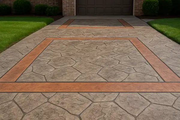 a brand new finished stamped concrete patio from Concrete Contractor Kyle in Kyle, TX - New Shed Concrete Slab a brand new finished stamped concrete patio from Concrete Contractor Kyle in Kyle, TX - New Shed Concrete Slab