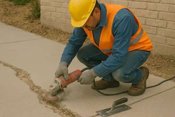 a male worker repairing a sidewalk from Concrete Contractor Kyle in San Marcos, TX - San Marcos TX